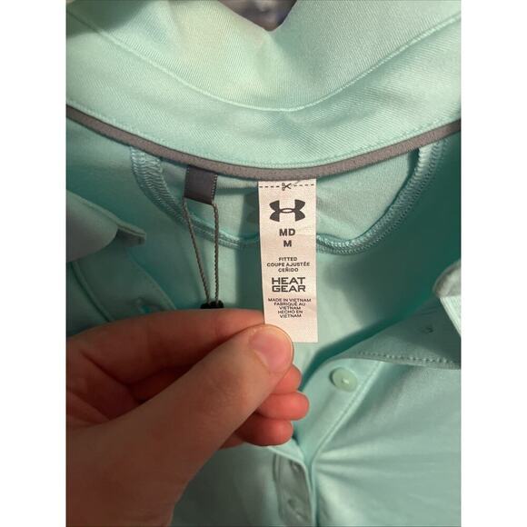 Under Armor heatgear Shirt Womens Medium Light Teal Short Sleeve A113 - Picture 3 of 5
